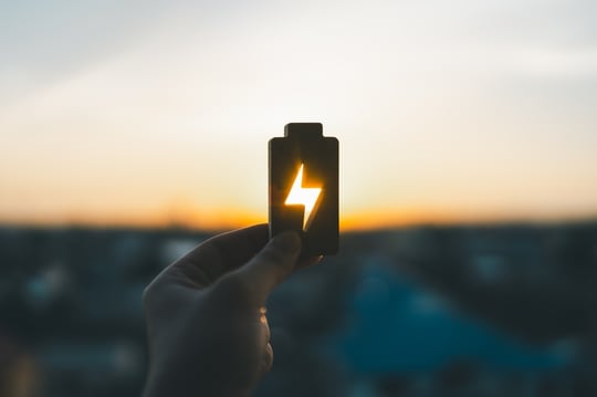 Electricity symbol in one hand