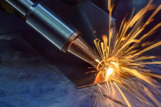 Laser welding process close up